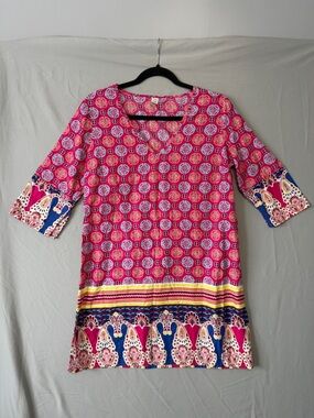 Old Navy Womens Boho Tunic Top M Pink Cotton Beach Cover Up Festival Hippie